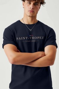 T-Shirt in Blue color with Saint Tropez Riviera Print