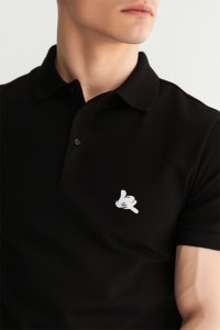 Polo Shirt Slim Fit in Black Color with Be Crazy stamp