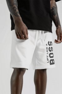 Shorts in White color with Lift Like A Big Boss stamp