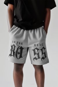 Shorts in Grey color with I Am The Real Boss stamp