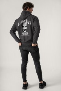 Hoodie in Iron Grey Color with Gangstas Paradise Print