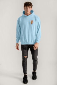 Hoodie in Sky Blue Color with Lovely Teddy Print