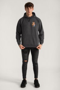 Hoodie in Iron Grey Color with Lovely Teddy Print