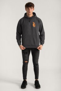 Hoodie in Iron Grey Color with Robotic Teddy Print