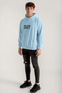 Hoodie in Sky Blue Color with Real Goat Print