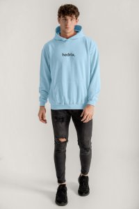Hoodie in Sky Blue Color with Lowercase Hedrix Print
