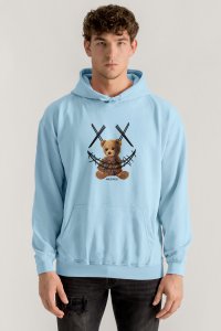 Hoodie in Sky Blue Color with Mad Teddy Print