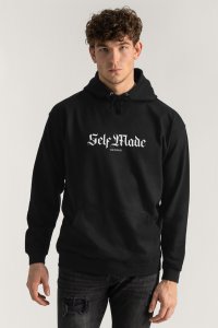 Hoodie in Black Color with Self Made Man Print
