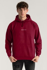 Hoodie in Bordeaux Color with Minimal Hedrix Print