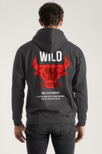 Hoodie in Iron Grey Color with Bulls Eye Print