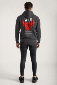 Hoodie in Iron Grey Color with Bulls Eye Print