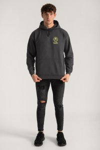Hoodie in Iron Grey Color with Rebel Smiley Print