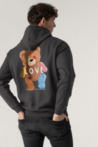 Hoodie in Iron Grey Color with Lovely Teddy Print