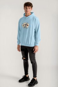 Hoodie in Sky Blue Color with Wild Cards Print