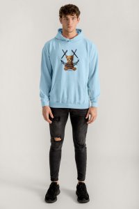 Hoodie in Sky Blue Color with Mad Teddy Print