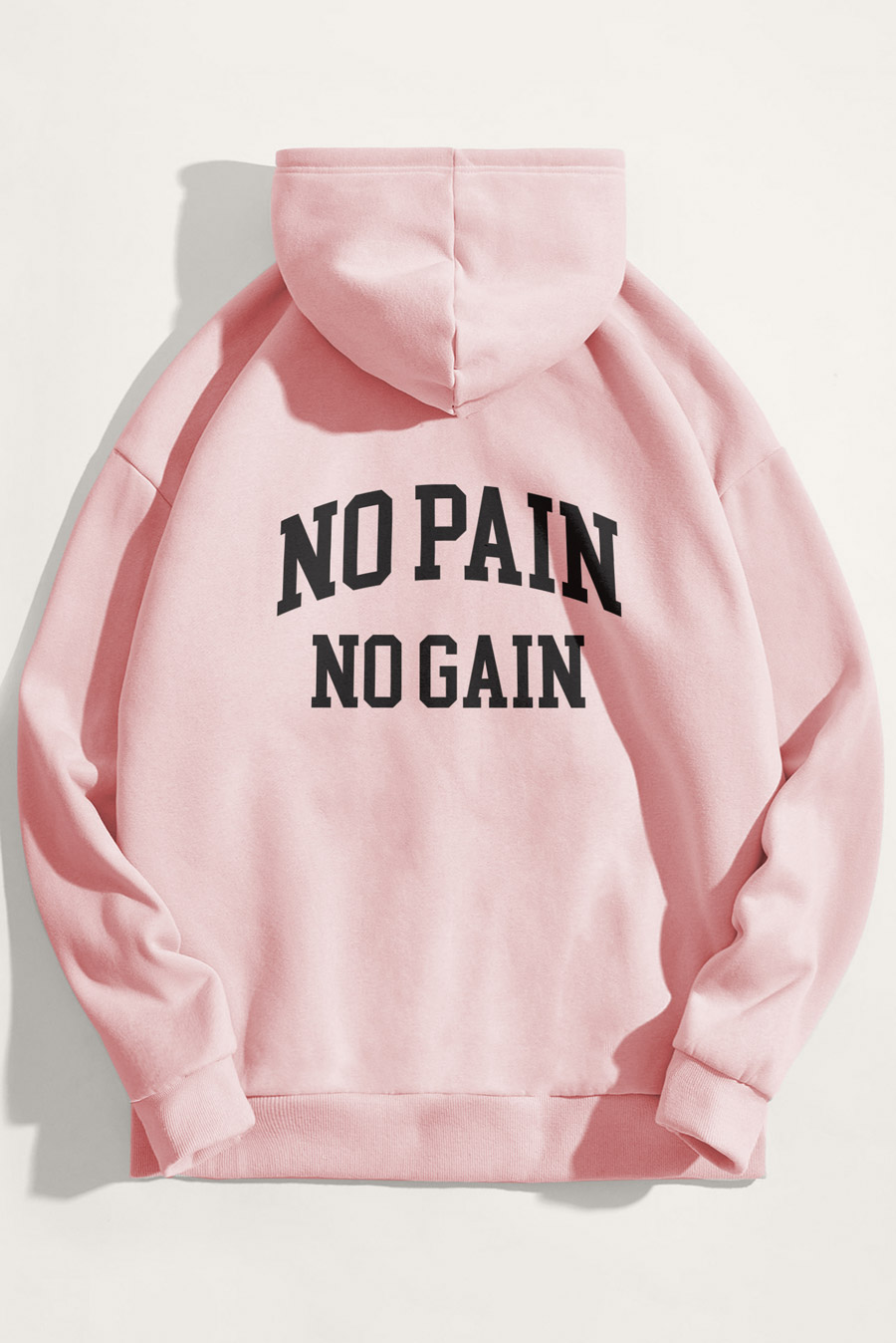 Hoodie in Pink Color with No Pain No Gain Print crop1-hoodie_back-isolated-flat-lay-aa-back_g0_pink_0267.jpg