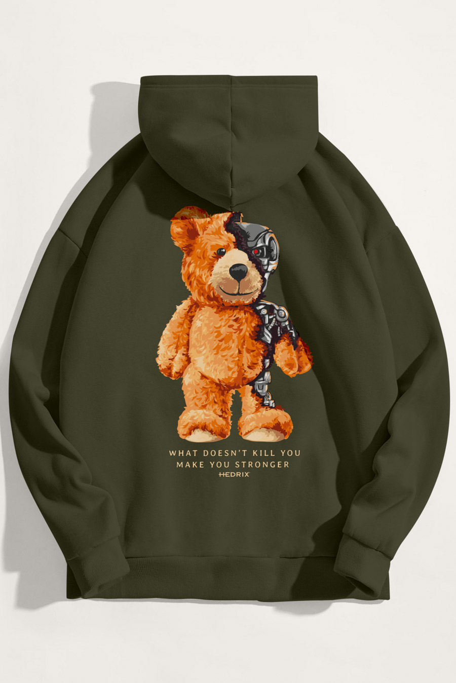 Hoodie in Khaki Color with Robotic Teddy Print crop1-hoodie_back-isolated-flat-lay-aa-back_g0_xaki_0263.jpg