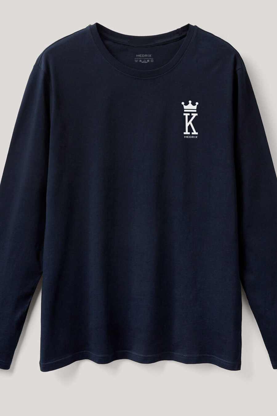 Long Sleeve T-shirt in Blue Color with King Print crop1-longsleeve_front-isolated-flat-lay-aa_g0_blue_0268.jpg
