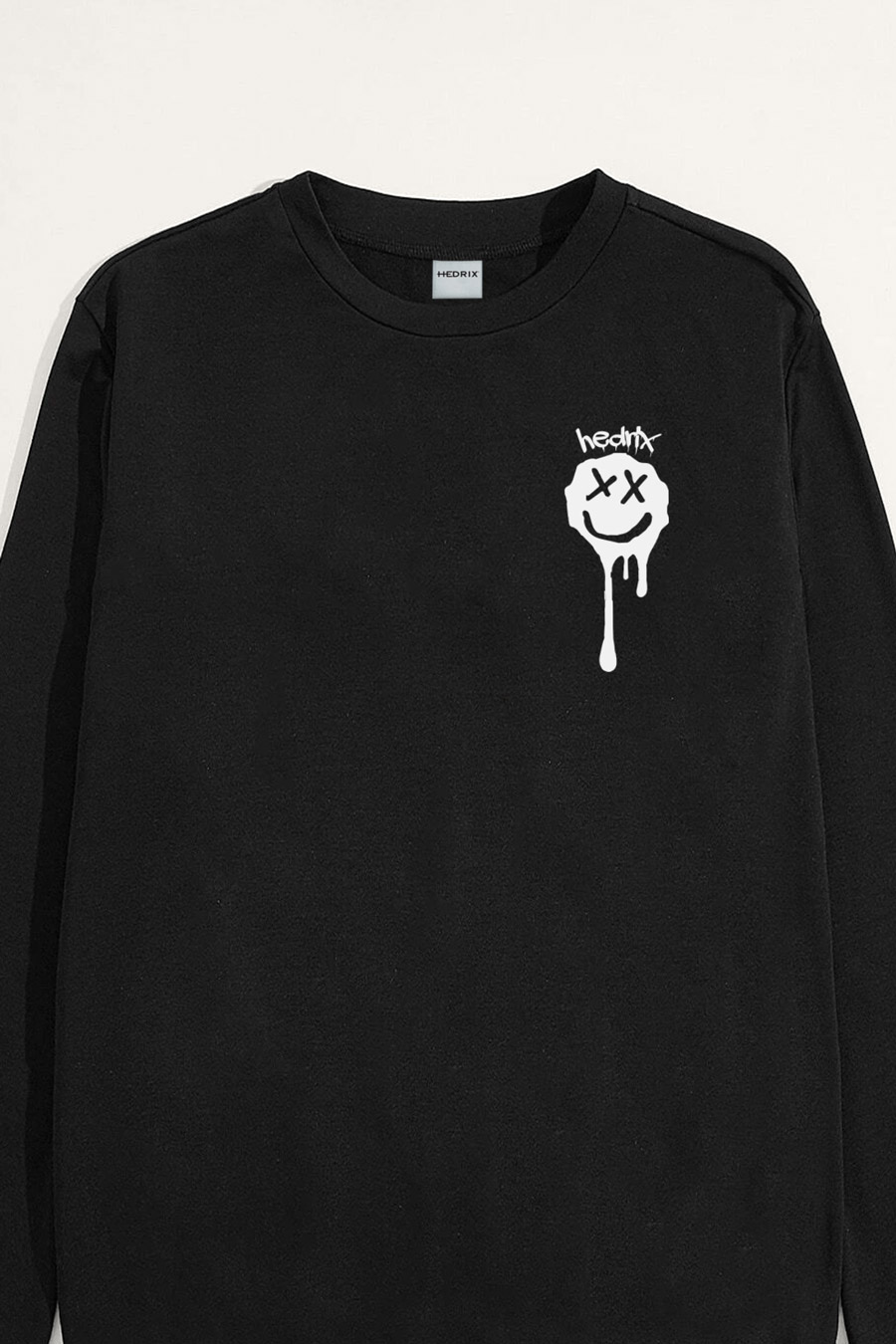 Sweatshirt in Black Color with Slime Smiley Print crop1-sweatshirt_front-isolated-flat-lay-aa_g0_black_0269.jpg