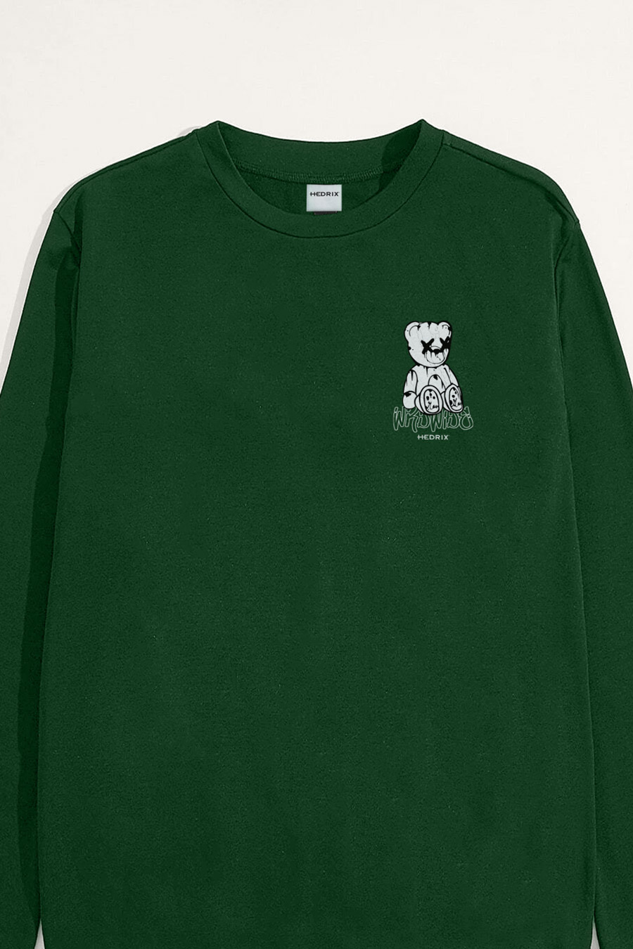 Sweatshirt in Green Color with Worldwide Teddy Print crop1-sweatshirt_front-isolated-flat-lay-aa_g0_green_0271.jpg