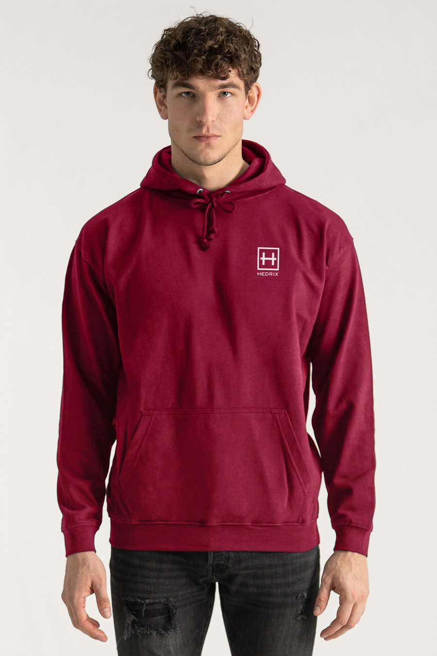 Hoodie in Bordeaux Color with Hedrix Athletic Dept Print crop2-hedrix-hoodies-xa_g9_burgundy_0248.jpg