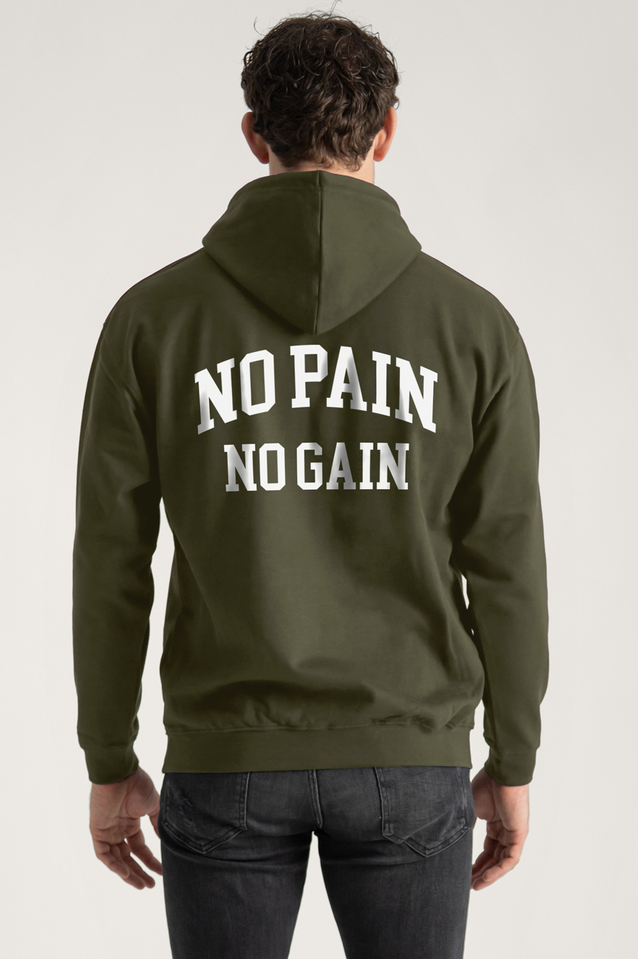 Hoodie in Khaki Color with No Pain No Gain Print crop2-hedrix-hoodies-xe_g9_xaki_0267.jpg