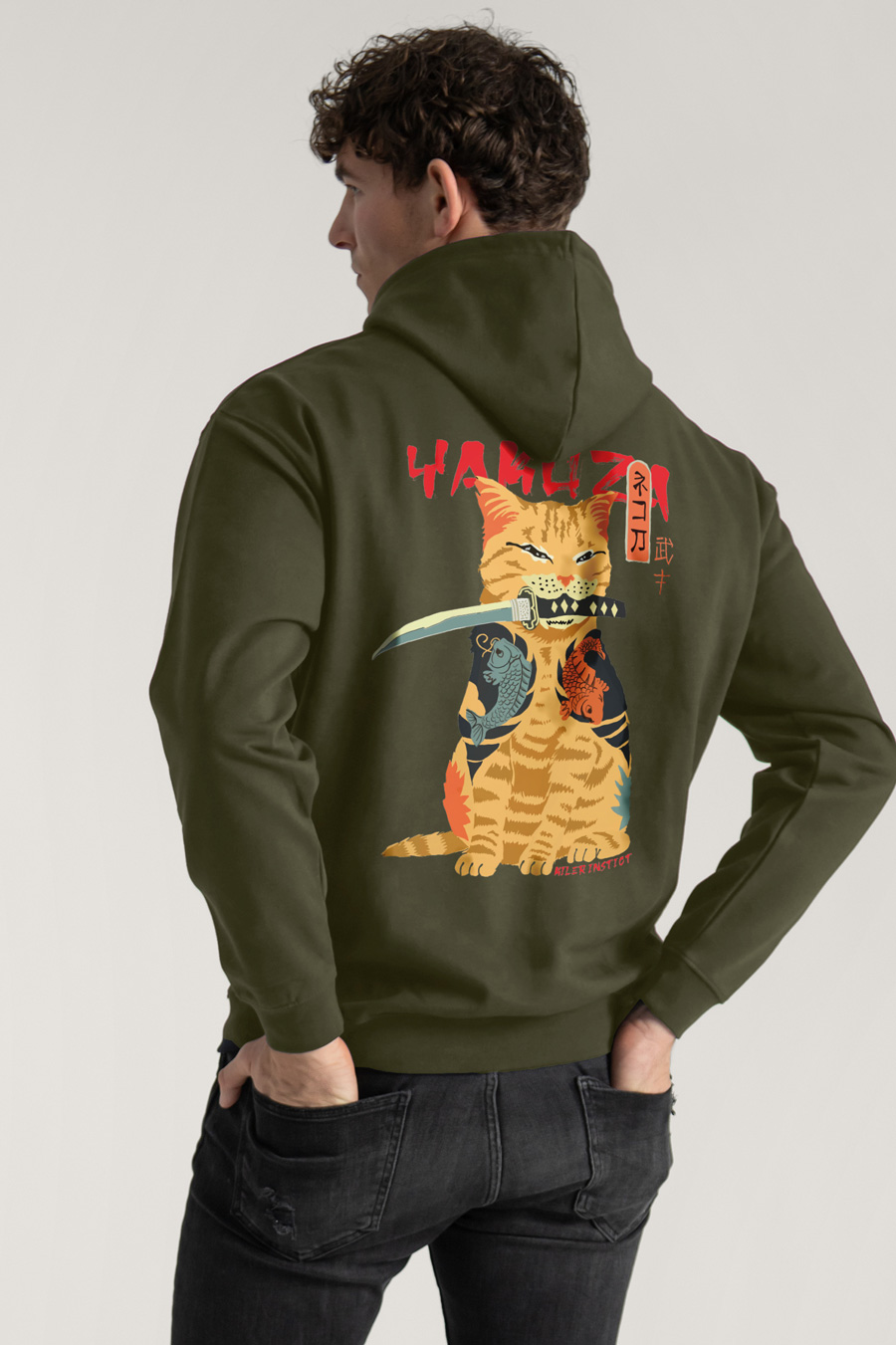 Hoodie in Khaki Color with Yakuza Cat Print crop2-hedrix-hoodies-xf_g9_xaki_0261.jpg