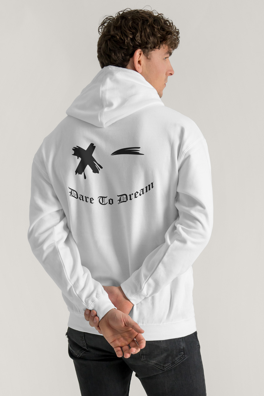 Hoodie in White Color with Dare To Dream Print crop2-hedrix-hoodies-xk_g9_white_0272.jpg