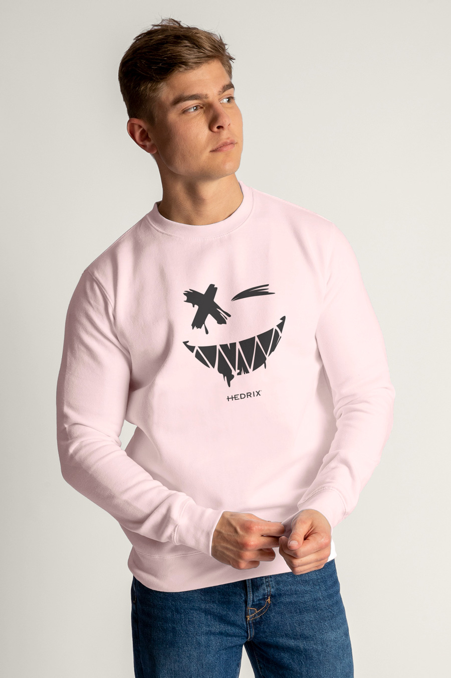 Sweatshirt in Pink Color with Angry Smiley Print crop2-hedrix-sweatshirt-ac_g6_pink_0239.jpg