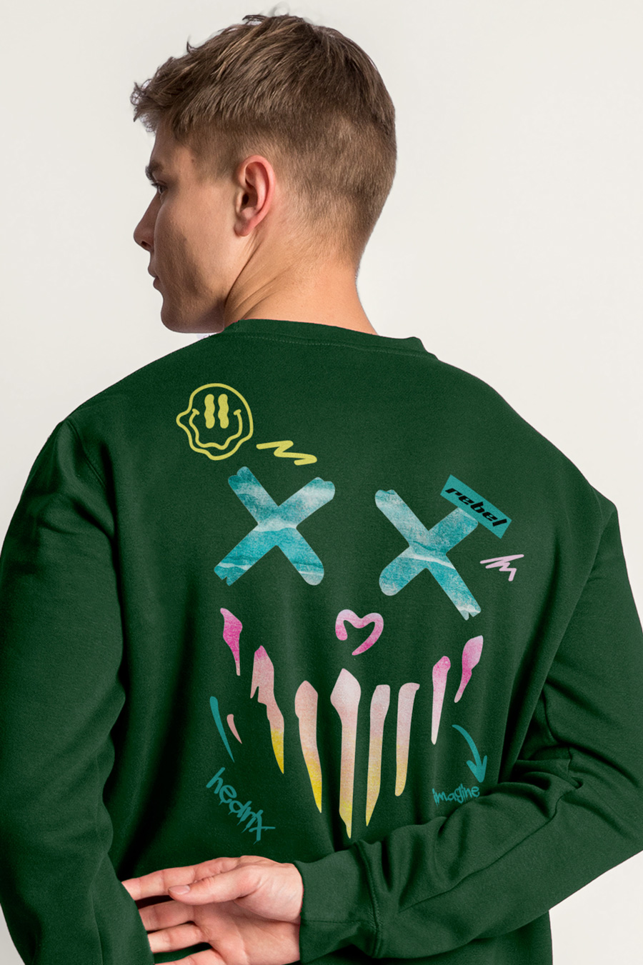 Sweatshirt in Green Color with Rebel Smiley Print crop2-hedrix-sweatshirt-ag_g6_green_0252.jpg
