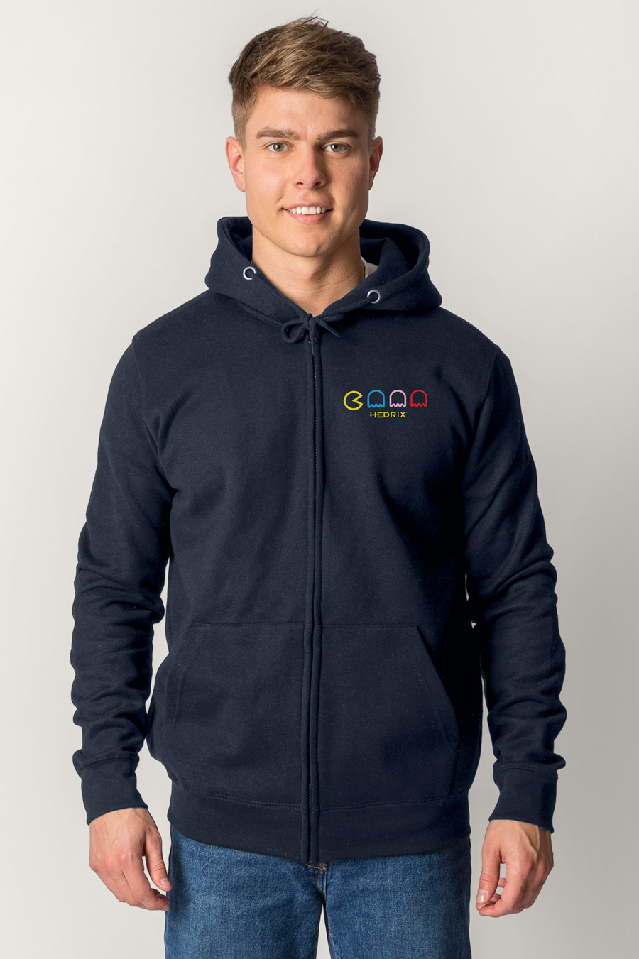 Zip-Up Hoodie in Blue color with Arcade stamp crop2-hedrix-zippers-ah_g6_blue_0086.jpg