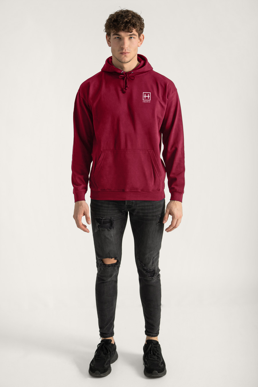 Hoodie in Bordeaux Color with Hedrix Athletic Dept Print full-hedrix-hoodies-xa_g9_burgundy_0248.jpg