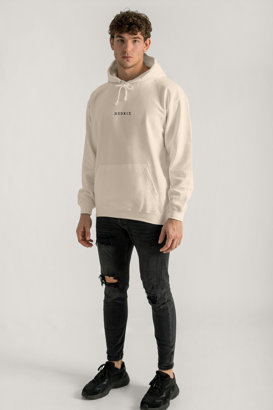 Hoodie in Ecru Color with Minimal Hedrix Print full-hedrix-hoodies-xb_g9_ecru_0247.jpg