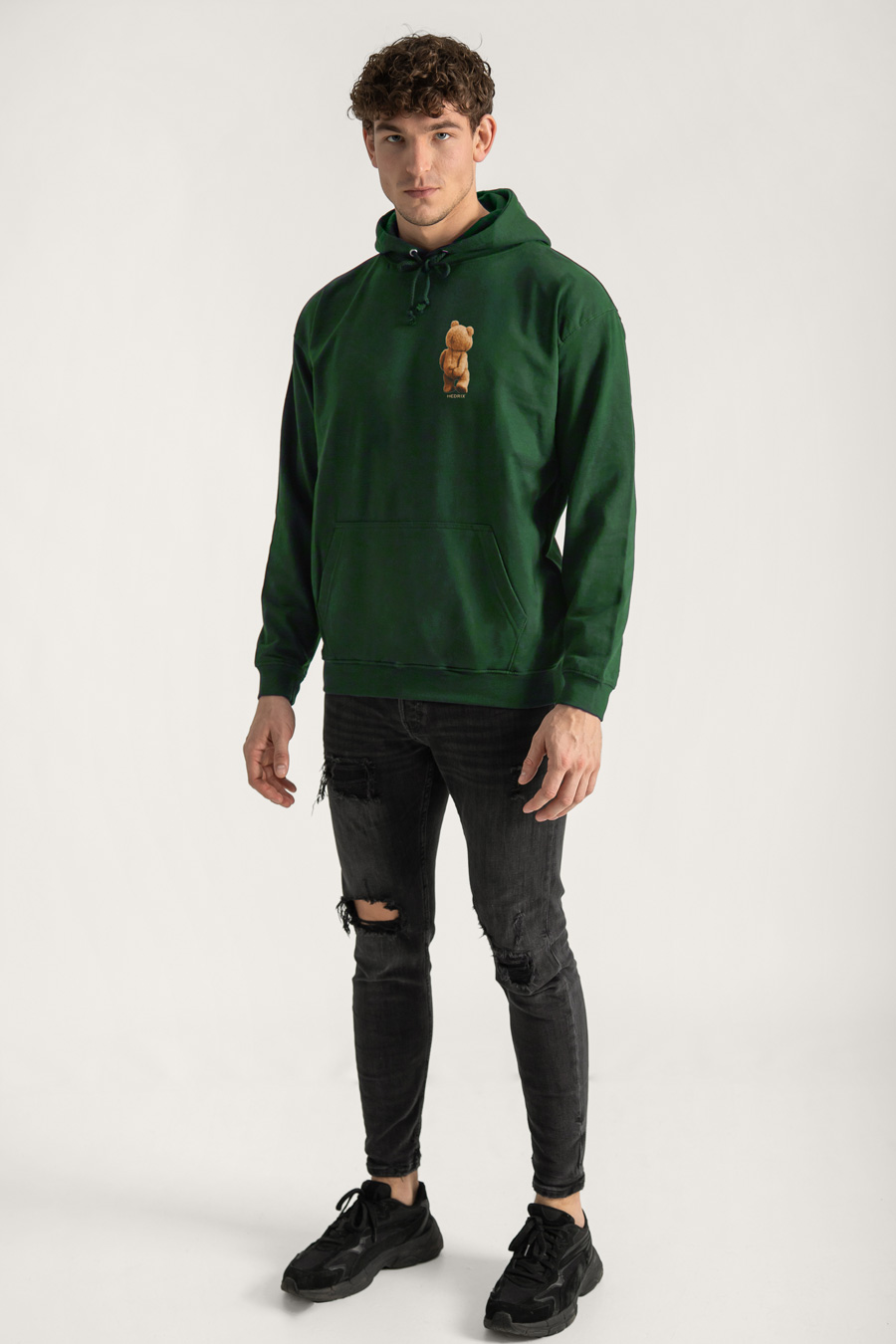 Hoodie in Green Color with Everyones Got An Opinion Print full-hedrix-hoodies-xb_g9_green_0265.jpg