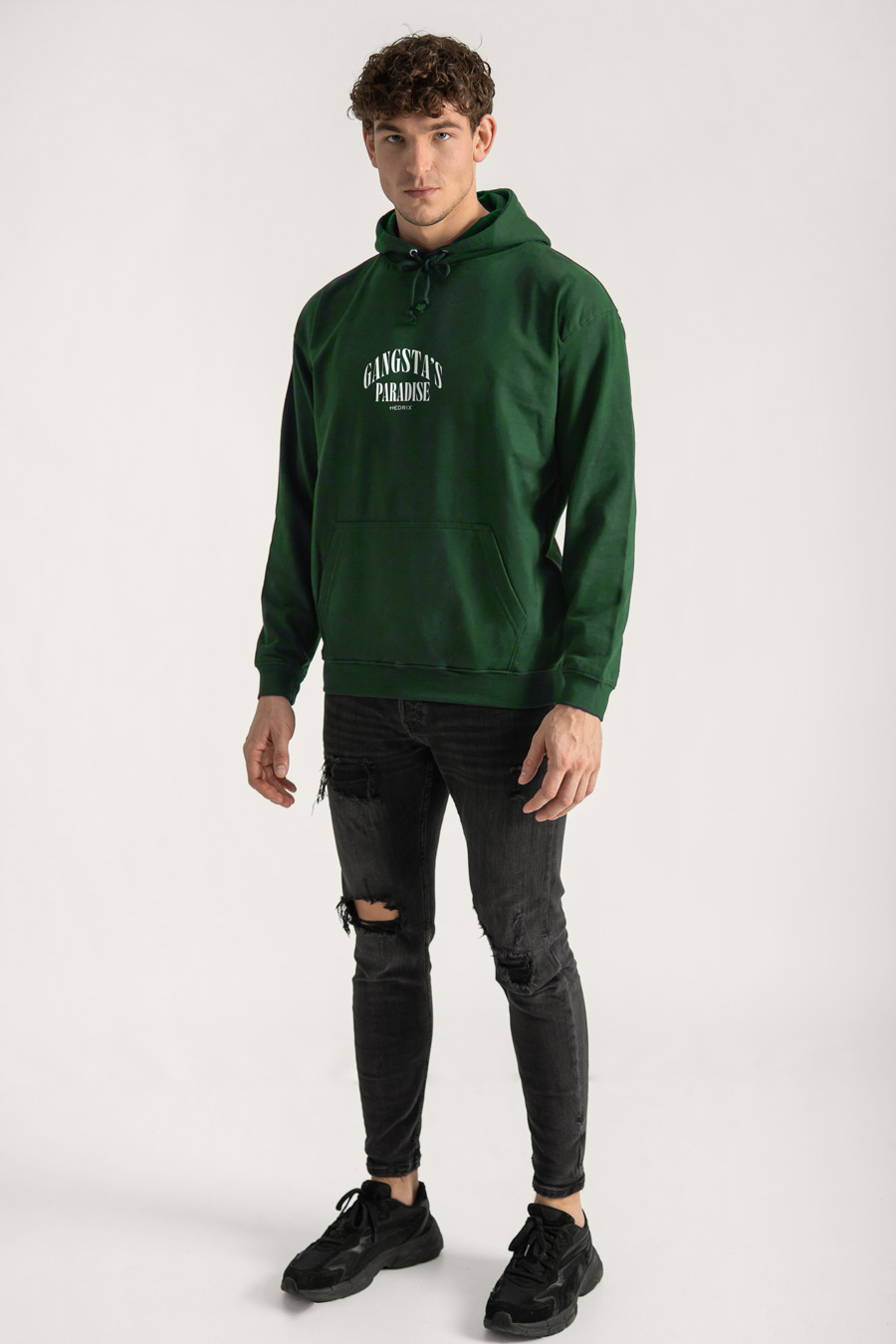 Hoodie in Green Color with Gangstas Paradise Print full-hedrix-hoodies-xb_g9_green_0273.jpg