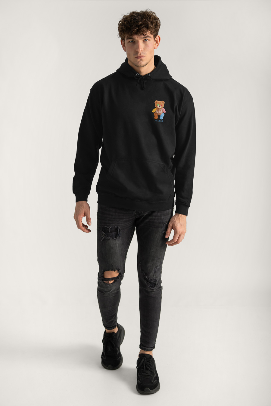 Hoodie in Black Color with Lovely Teddy Print full-hedrix-hoodies-xc_g9_black_0262.jpg