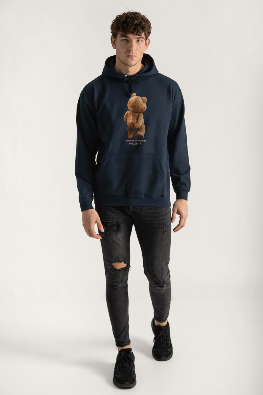 Hoodie in Blue Color with Teddys Opinion Print full-hedrix-hoodies-xc_g9_blue_0208.jpg