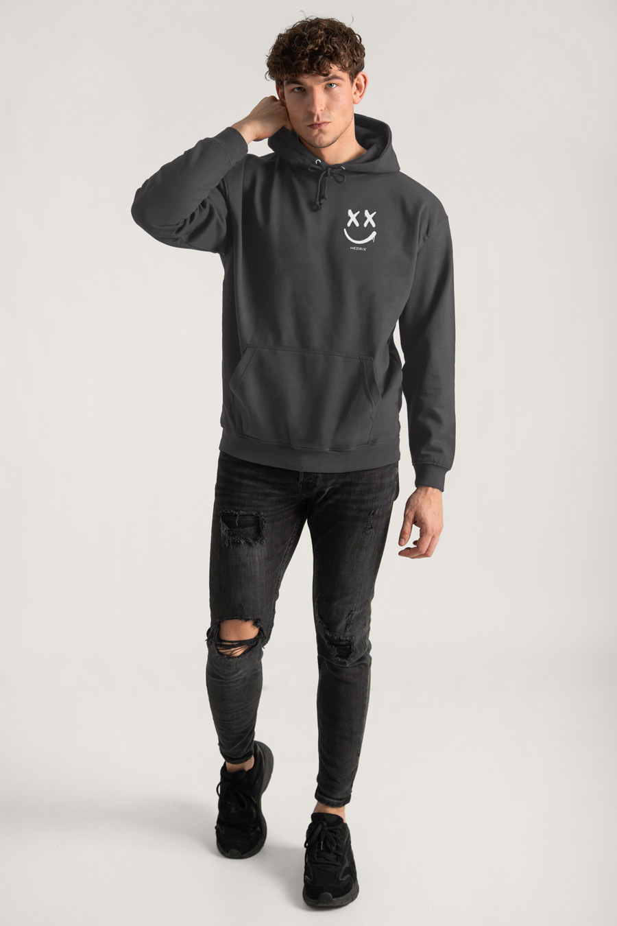 Hoodie in Iron Grey Color with Graffiti Smiley Print full-hedrix-hoodies-xc_g9_iron-gray_0231.jpg