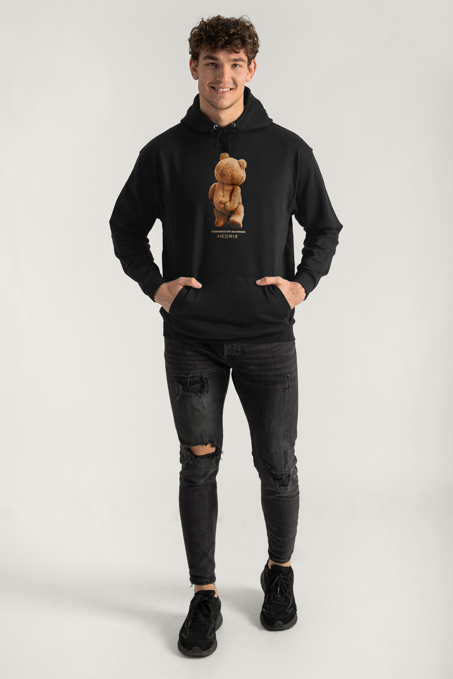 Hoodie in Black Color with Teddys Opinion Print full-hedrix-hoodies-xd_g9_black_0208.jpg