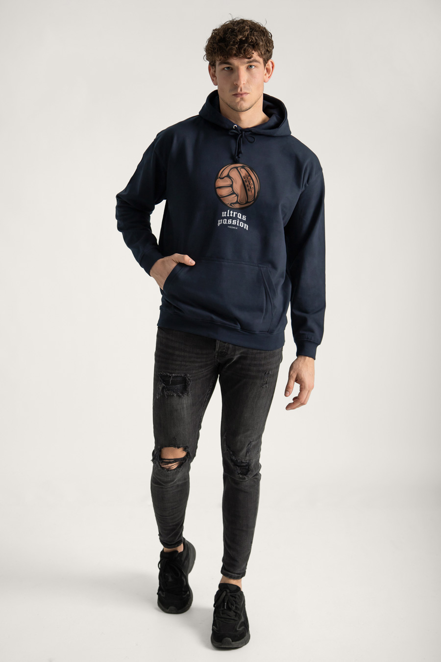Hoodie in Blue Color with Passionate Ultras Print full-hedrix-hoodies-xd_g9_blue_0242.jpg