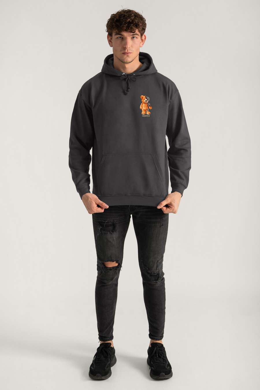 Hoodie in Iron Grey Color with Robotic Teddy Print full-hedrix-hoodies-xd_g9_iron-gray_0263.jpg