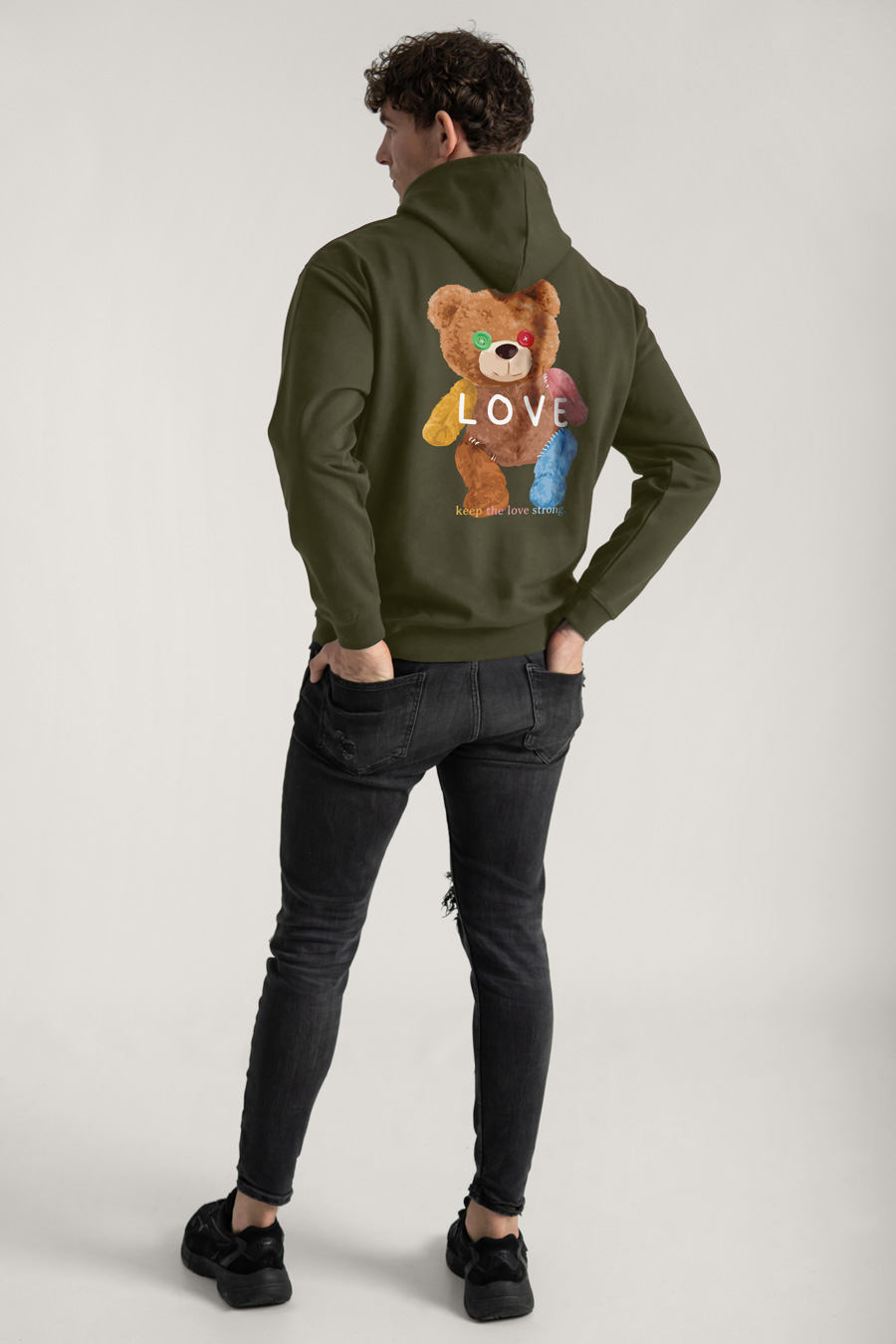 Hoodie in Khaki Color with Lovely Teddy Print full-hedrix-hoodies-xf_g9_xaki_0262.jpg