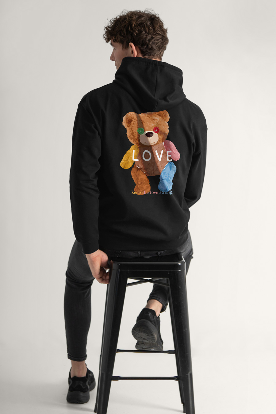 Hoodie in Black Color with Lovely Teddy Print full-hedrix-hoodies-xk_g9_black_0262.jpg