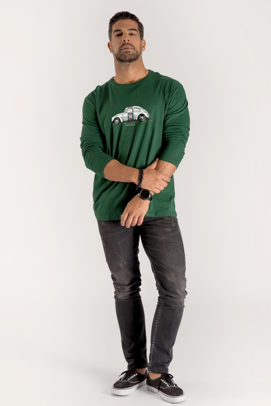 Long Sleeve T-shirt in Green Color with Fastest Beetle Print full-hedrix-longsleeve-aa_g7_green_0215.jpg