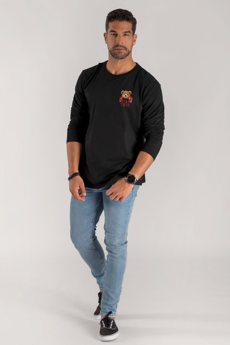 Long Sleeve T-shirt in Black Color with Boxer Teddy Print full-hedrix-longsleeve-ag_g7_black_0246.jpg