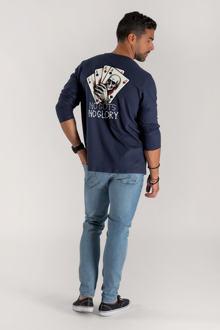 Long Sleeve T-shirt in Blue Color with No Guts No Glory Print full-hedrix-longsleeve-ag_g7_blue_0249.jpg