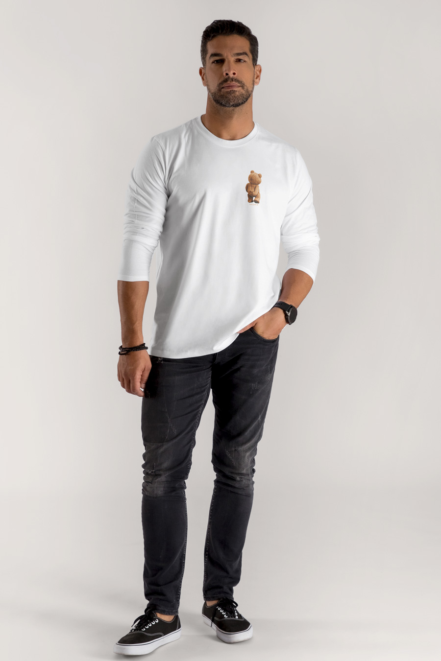 Long Sleeve T-shirt in White Color with Everyones Got An Opinion Print full-hedrix-longsleeve-ag_g7_white_0258.jpg