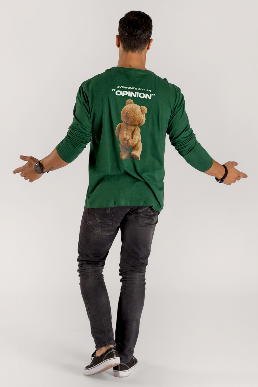 Long Sleeve T-shirt in Green Color with Everyones Got An Opinion Print full-hedrix-longsleeve-ah_g7_green_0258.jpg
