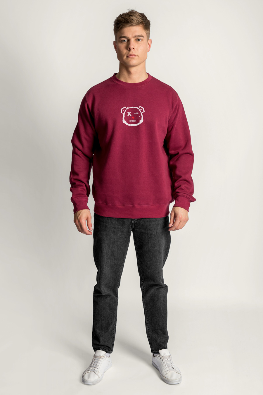 Sweatshirt in Bordeaux Color with Dare To Dream Print full-hedrix-sweatshirt-aa_g6_burgundy_0272.jpg