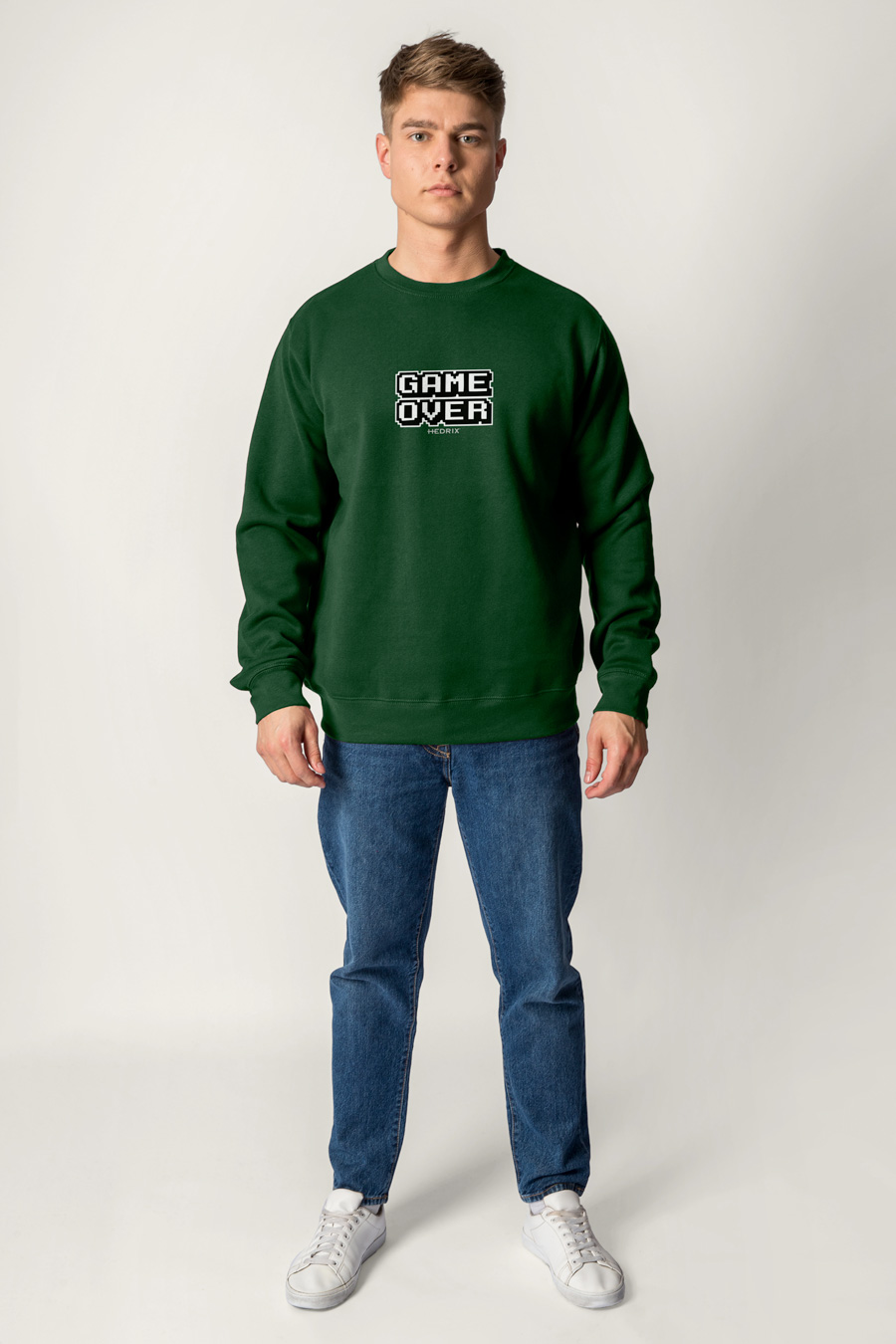 Sweatshirt in Green Color with Retro Game Over Print full-hedrix-sweatshirt-aa_g6_green_0228.jpg